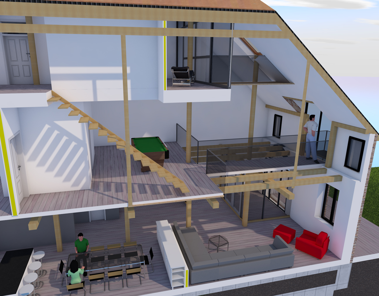 Visualisierung Schnitt Haus 1